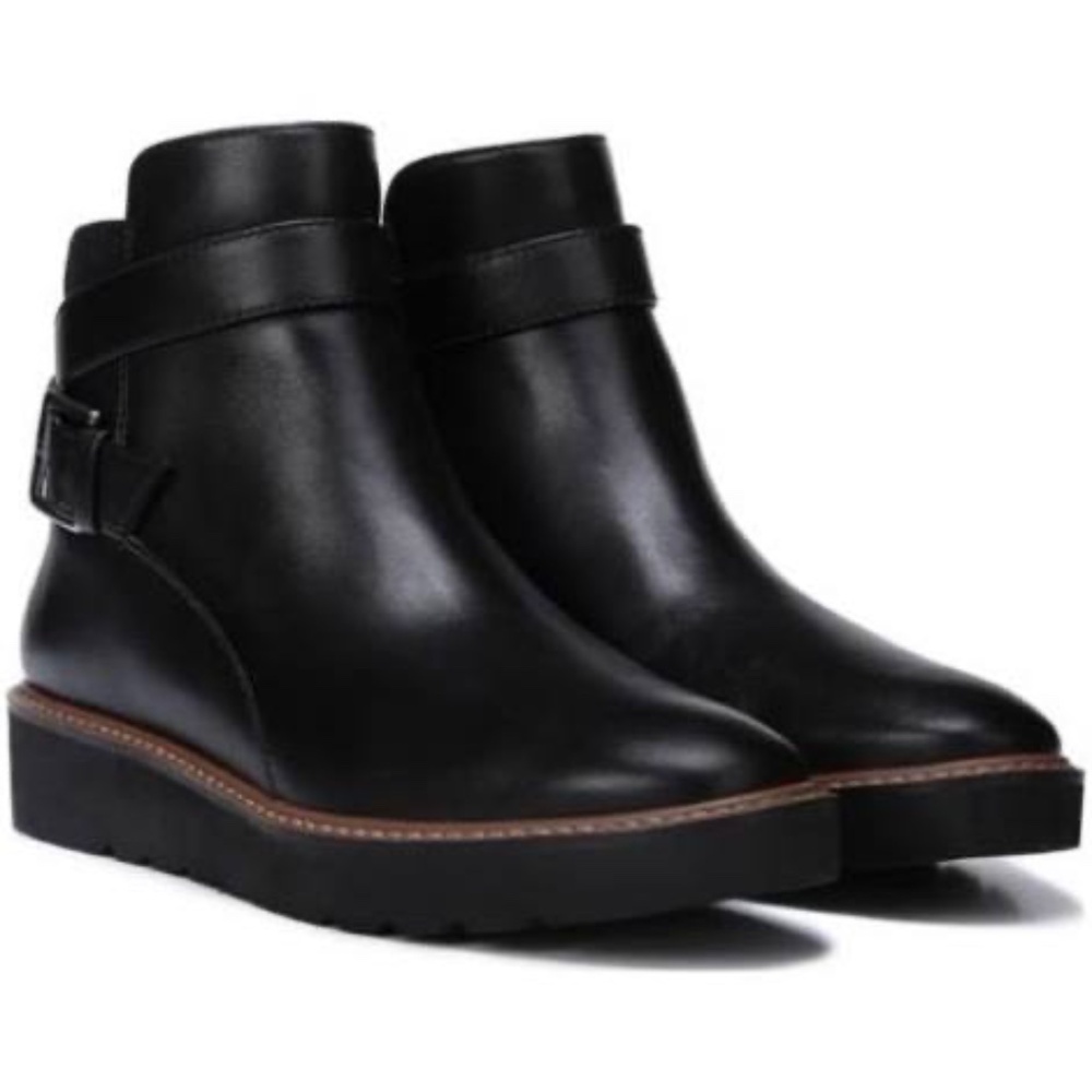 Naturalizer Black Leather Aster Ankle Boots